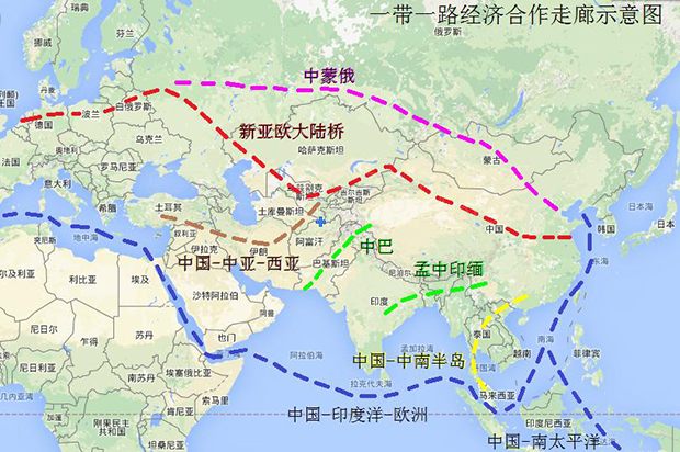 一带一路经济合作走廊示意图